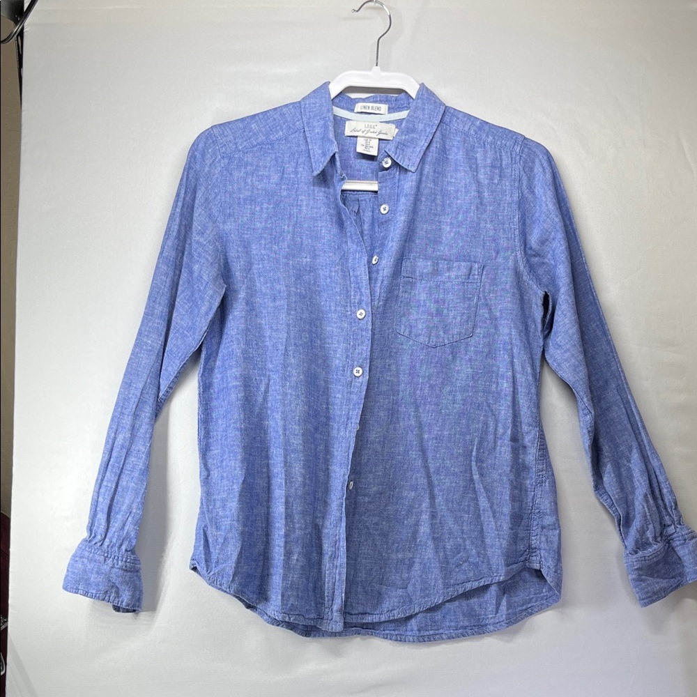 Casual Blue Button Down Shirt for Women